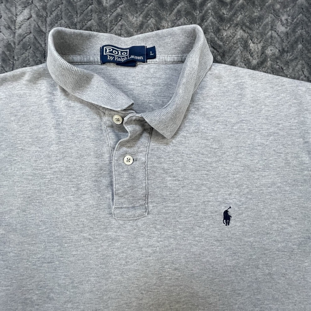 Polo Ralph Lauren Men's Polo Shirt Size Large Grey Pima Soft 100% Cotton Casual